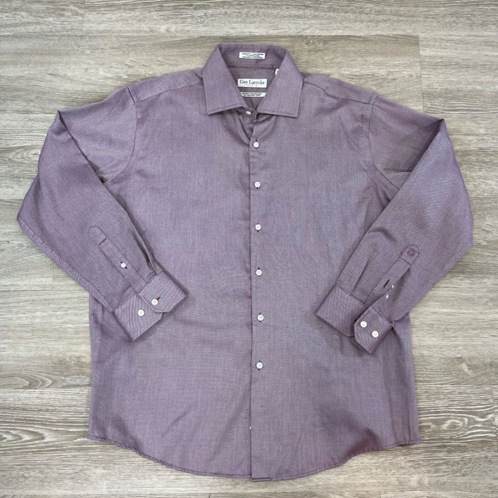 Guy Laroche Men's Long Sleeve Shirt Non Iron Light Purple 17 1/2 34/35
